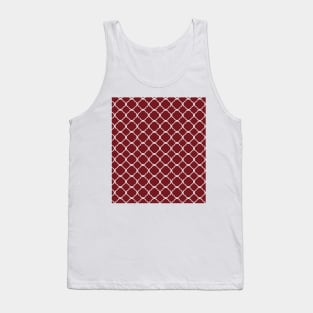 Geometric quatrefoil pattern in wine and white color Tank Top